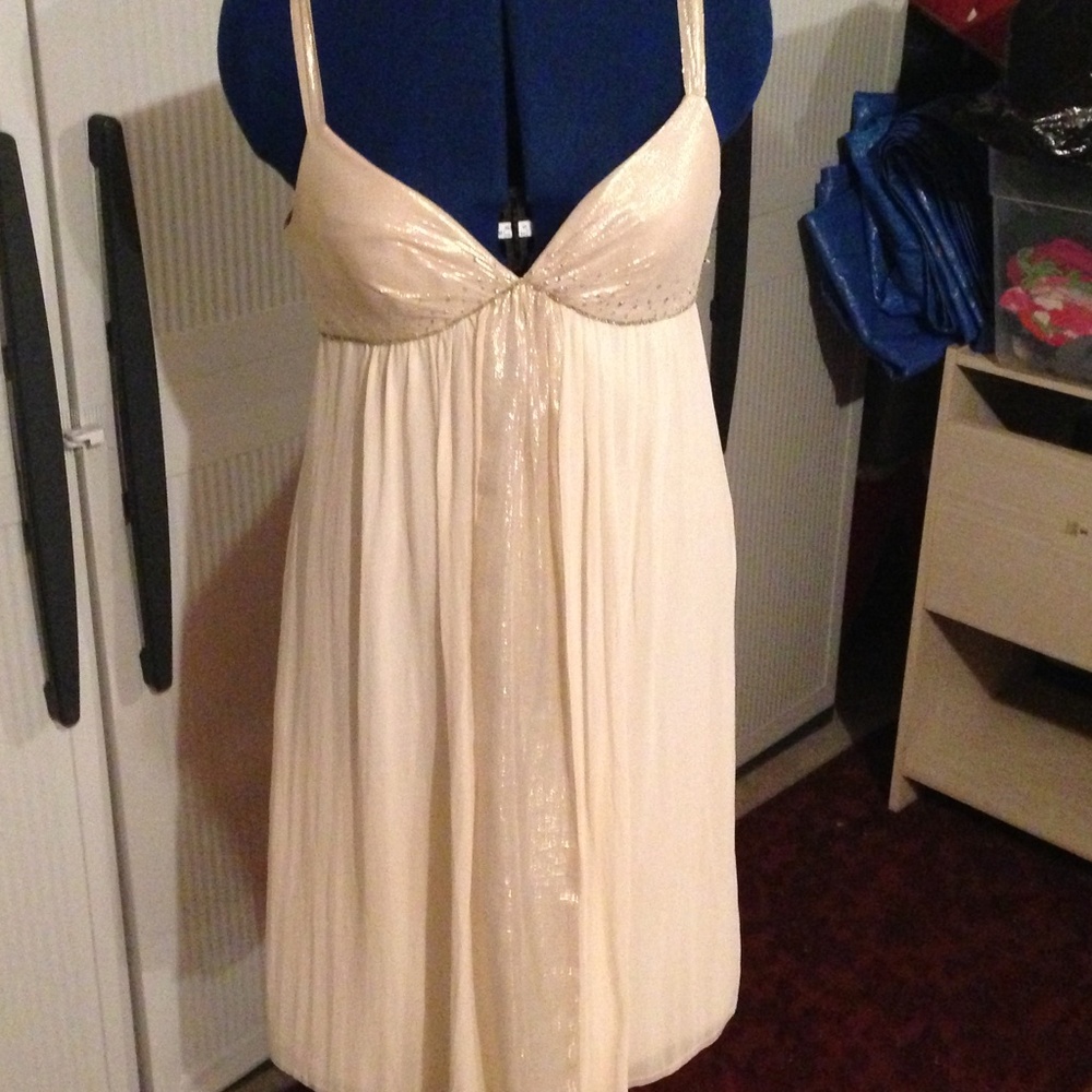 BCBG Cream Spaghetti Strap Dress